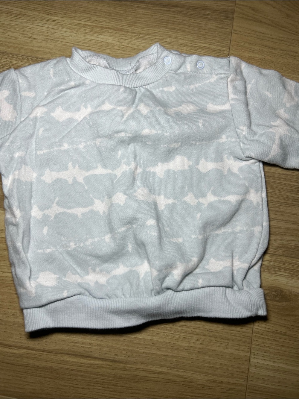 Light Blue Baby Sweatshirt with White Shark Motif - Picture 2 of 6